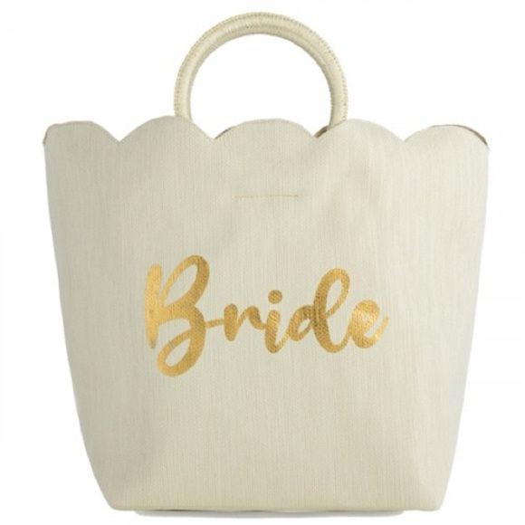 Bride Scalloped Tote and Woven Handbag Set - Picture 3 of 8